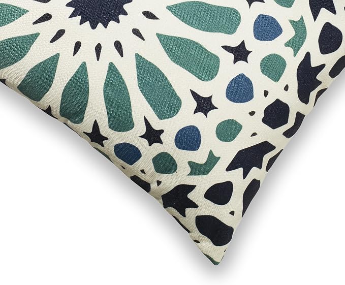Fab Habitat Indoor/Outdoor Lumbar Pillow Made from Recycled Polyester Yarn - Stain Resistant, Machine Washable, Insert Included - Tile - Patio, Deck, Porch, Living Room - Mosaic Multi Blue (14" x 24")