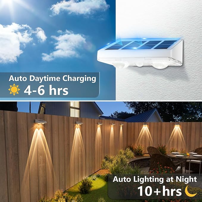 Solar Fence Lights,16 Pack Solars Deck Light,Warm White Color,Outdoor Bulb Waterproof Led IP65,Power Patio Lamp with Lenses for Outside/Backyard/Railing/Yard(White)