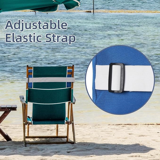 Chaise Lounge Head Pillow, 2 Pack Outdoor Patio Pillows with Adjustable Strap, Lounge Head Resting Pillow for Recliner Beach Pool Lounger Office Chair，Water Resistant Royal Blue