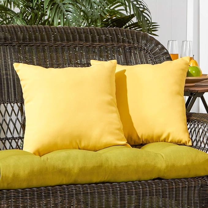Unknown1 Driftwood Yellow Outdoor 17-inch Accent Pillow (Set of 2) Solid Modern Contemporary Transitional Polyester Fade Resistant Uv Water