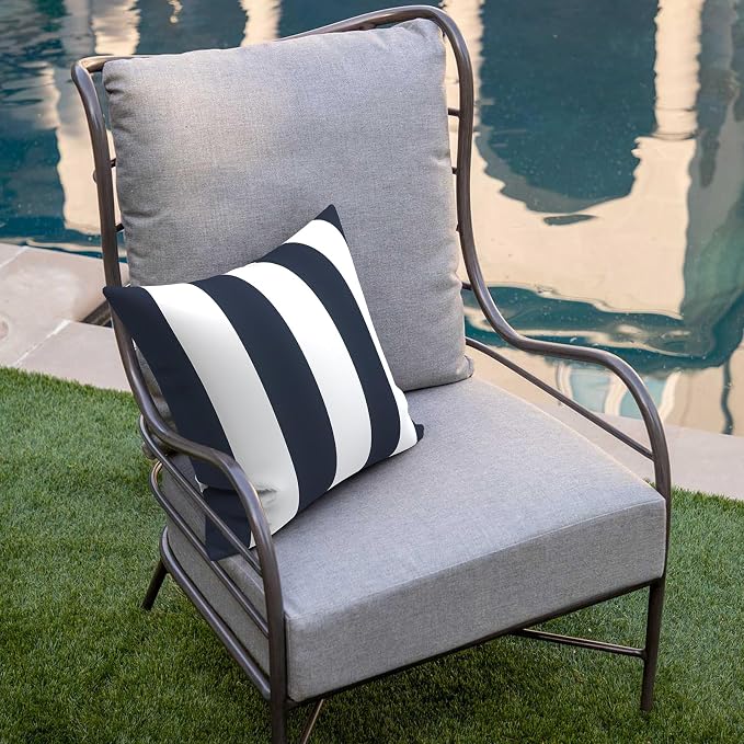DYTXIII Pack of 2 Outdoor Waterproof Pillow Covers ONLY, 18"x18" Square Decorative Double Printed Throw Pillow Cases for Patio Couch Porch Furniture, Cabana Navy