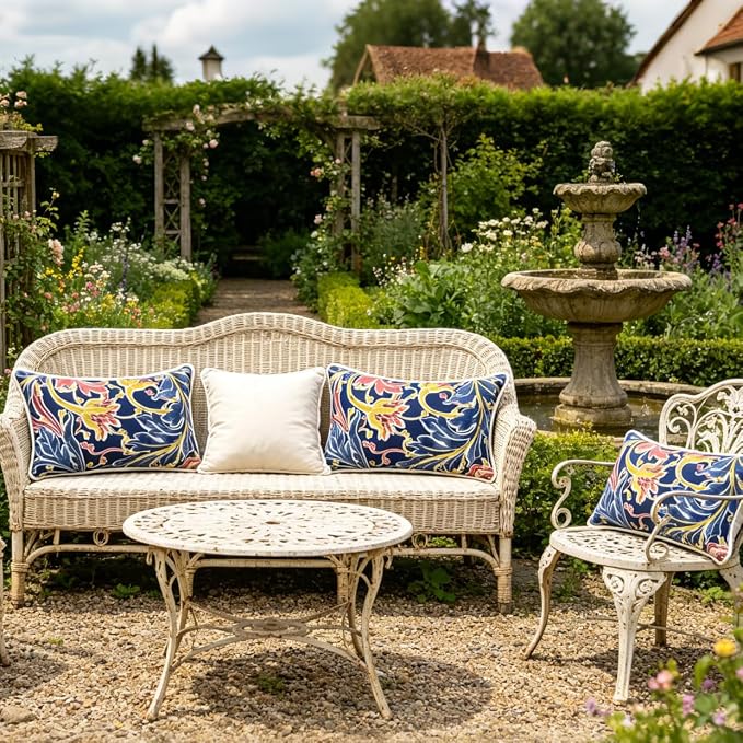 JMGBird Colorful Pillows Navy Outdoor Pillows with Inserts Included | 12 x 20 outdoor pillow insert outdoor throw pillow outdoor patio pillows for Patio Furniture