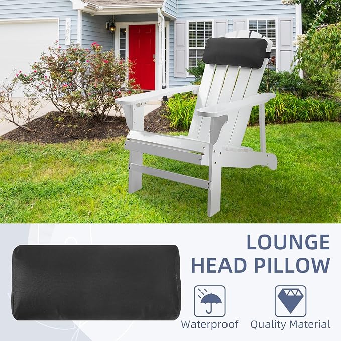 Outdoor Pillow for Chaise Lounge Chair, 4 Pack Chaise Lounge Pillows Water Resistant Head Support Pillow with Adjustable Strap for Patio Garden Pool Beach Chairs, Black