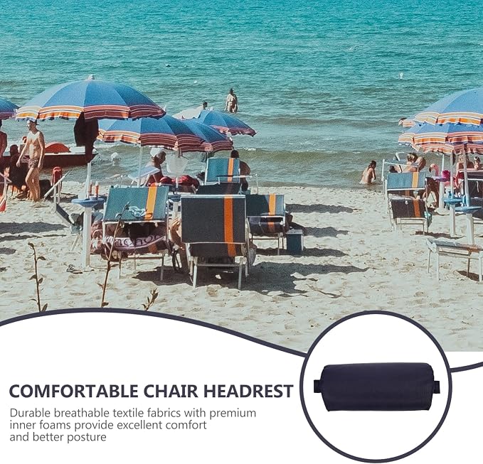 Yardwe Folding Chair Pillow Headrest Cushion for Outdoor Patio Beach Lounge Chair with Elastic Band and Detachable Cover 13.77X6.49X2.16 Inch