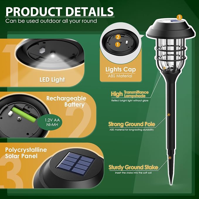 SOLPEX Solar Pathway Lights Waterproof Outdoor Lighting, 12 Pack Cold White | 8-12H Runtime, Auto On/Off, Tool-Free Install, Yard/Garden/Pathway/Patio/Walkway/Driveway