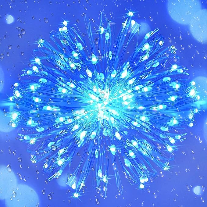 Joomer Solar Fairy Lights, 2-Pack Total 80FT 240LED String Lights, Blue | Silver Wire, Solar String Light Waterproof 8 Lighting Modes for Patio Fence Party Garden Yard Home Outdoor Decoration