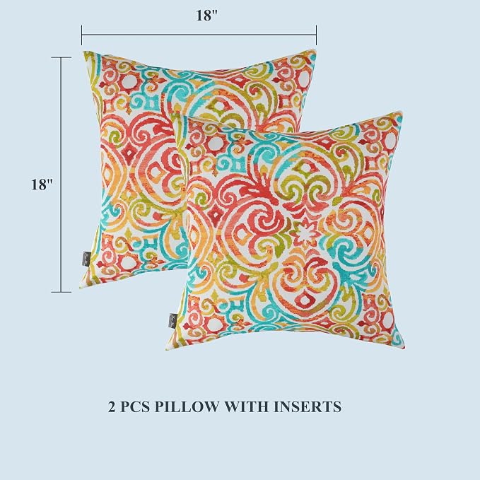 Outdoor Throw Pillows with Insert 18x18 Inch Pack of 2-Corinthian Dapple | Decorative Throw Pillows with Inserts, Water-Repellent, Square Pillows for Bed, Couch, Sofa and Patio Furniture