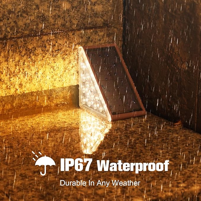VOLISUN Solar Step Lights Outdoor Waterproof, LED Outdoor Stair Lights | Solar Step Light for Outside, Deck Light Decor for Stair,Front Porch and Patio(Brown,16 Pack)