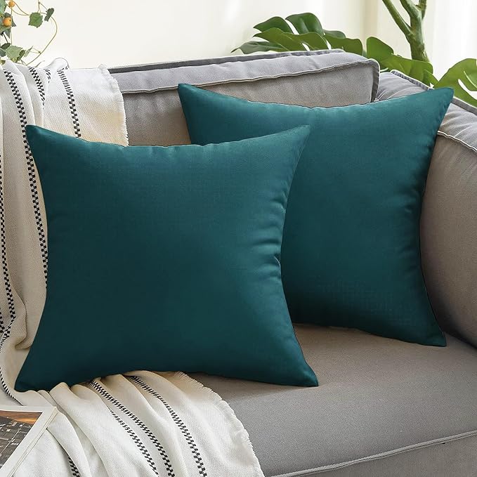 VAKADO Outdoor Waterproof Throw Pillow Covers 20x20 Set of 2 Decorative Teal Green Blue Patio Furniture Summer Cushion Cases Outside Decor for Couch Garden Bench Porch