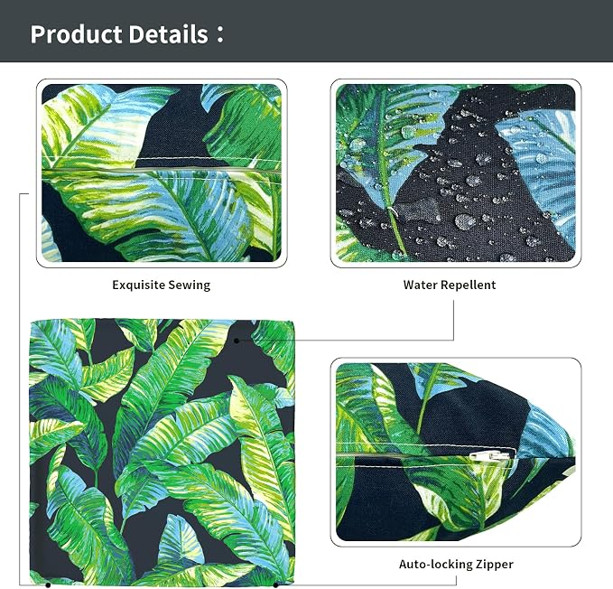 Outdoor Throw Pillow Covers 16x16 Inch, Square Patio Pillow Cases Pack of 2, Modern Decorative Back Cushion Covers for Patio Furniture Garden Couch Farmhouse, Hanalei Lagoon