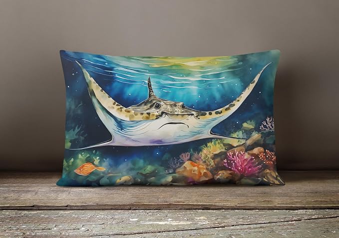 Caroline's Treasures DAC2831PW1216 Sting Ray Throw Pillow Machine Washable, Indoor Outdoor Decorative Pillow for Couch, Bed or Patio, 12HX16W