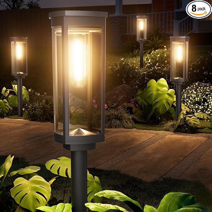 NEWMESSI 8 Pack Solar Pathway Lights Outdoor IP65 Waterproof Super Brightness Solar Powered Landscape Path Lights for Outside Walkway Driveway Garden