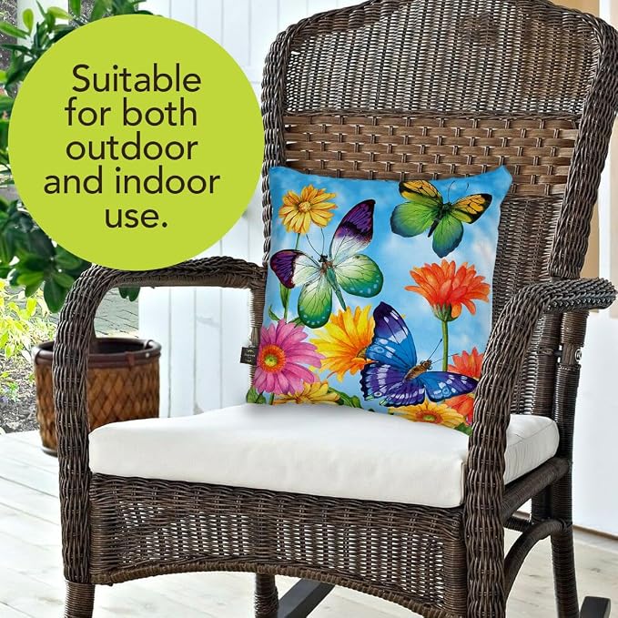 Briarwood Lane Spring Indoor/Outdoor Pillow 17x17 Fluttering Butterflies for Spring Pillow