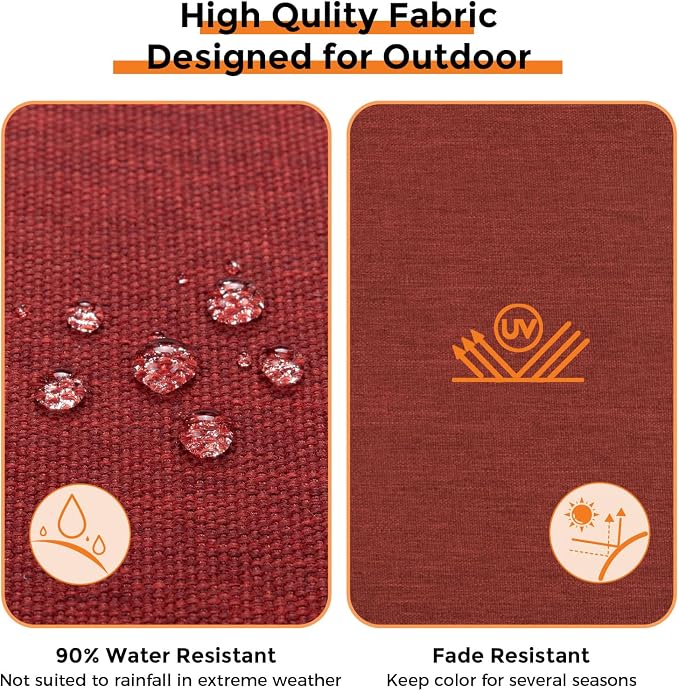 Magpie Fabrics Indoor Outdoor Cushion Cover Replacement 2 Pack, NO Insert! Water Repellent Slipcover with Ties Decor for Patio Garden Chair Sofa Bench Wicker(Dark Red, 24x24x4 Inch)