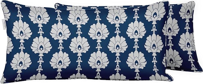 Indoor/Outdoor Polyester Fabric Lumbar Pillow Cover, All-Weather Waterproof Rectangular Cushion Case for Patio Furniture, 12 x 20 Set of 2 - Florals-31