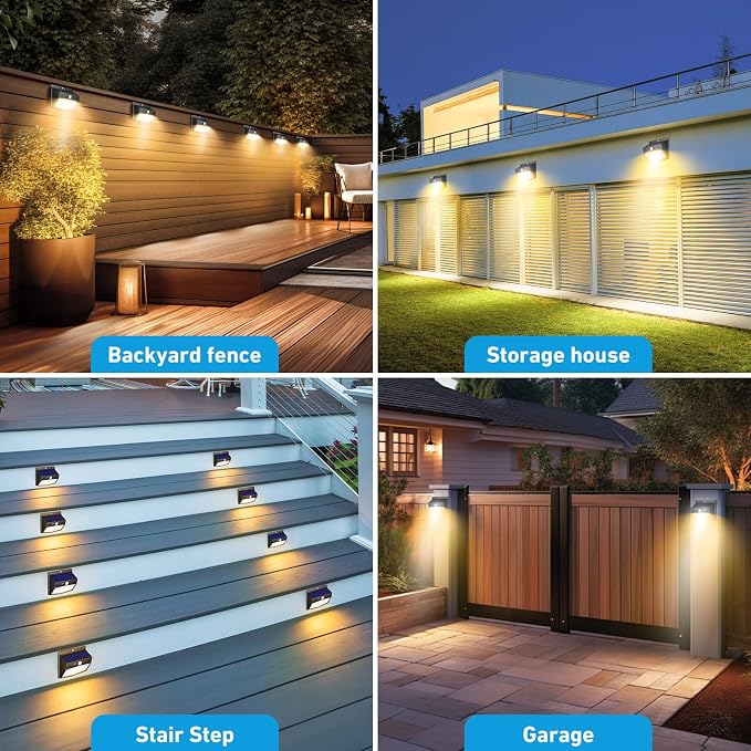 Solar Motion Sensor Lights Outdoor [ 12 Packs/138 LED ] Solar Fence Lights With 3 Lighting Modes, Solar Powered Security Lights Waterproof for Outside Yard Garden Backyard Deck Step Garage,Warm White