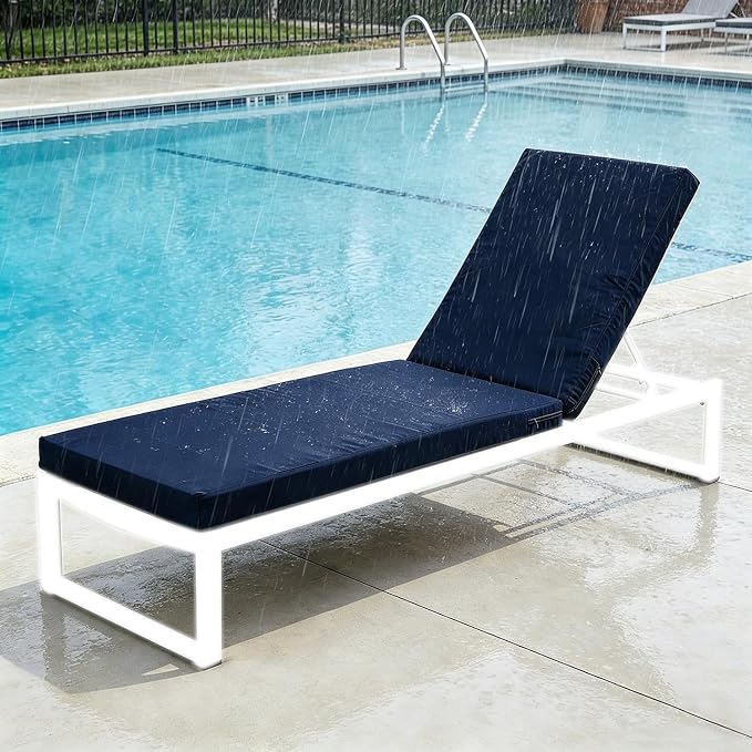 80 x 26 Inches Chaise Lounge Cushions Outdoor Replacement for Pool Side Waterpoof Patio Lounge Chair Cushions, Navy Blue