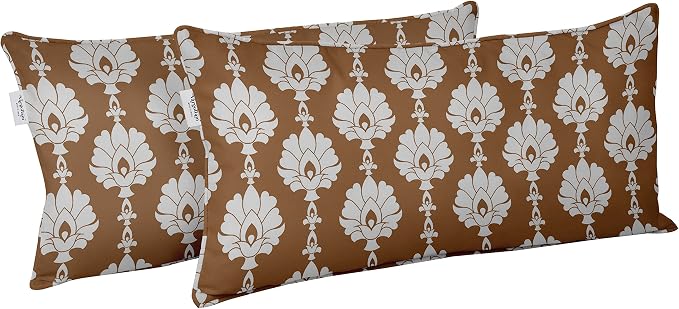 Indoor/Outdoor Polyester Fabric Lumbar Pillow Cover, All-Weather Waterproof Rectangular Cushion Case for Patio Furniture, 12 x 18 Set of 2 - Block-88