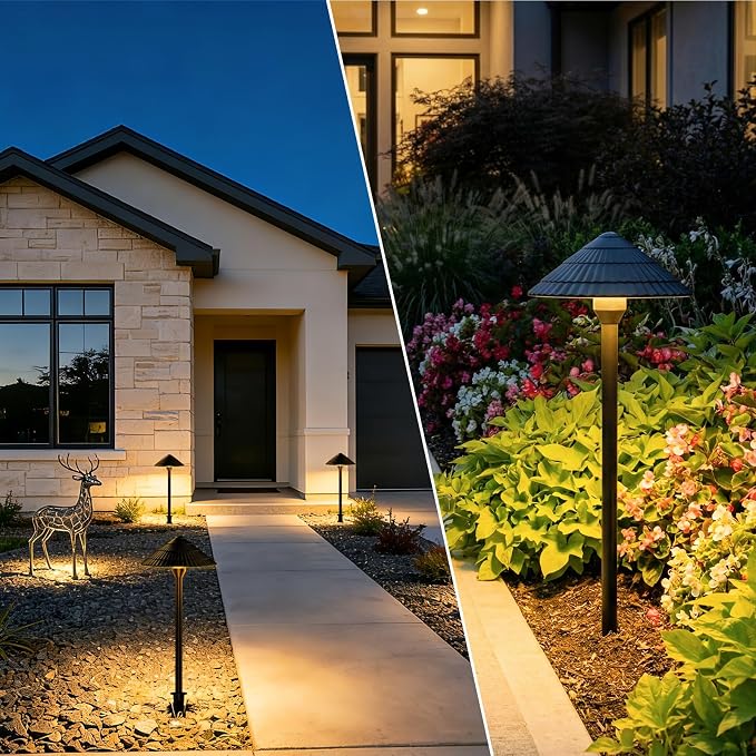 All-in-One Low Voltage Landscape Lighting Kit, 5W Outdoor Lights 2700K | Pathway Lights with 96W Transformer, IP66 Waterproof LED Landscape Lights Dusk to Dawn, Patio Lights for Yard Garden, 8-Pack