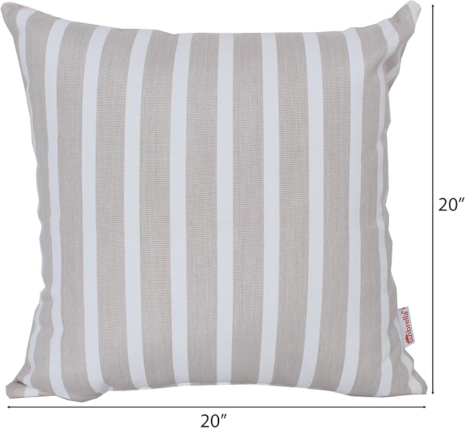 Outdoor/Indoor Sunbrella Throw Pillow Cover Only Square Set of 2 Pieces 20 inch x20 inch Shore Linen Stripe - Insert Not Included