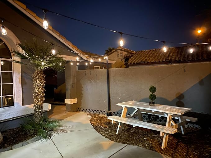 Brightech Ambience Pro 27 Ft Solar Powered String Lights - Commercial Grade Waterproof Patio Lights with Edison Bulbs - Shatterproof LED Solar Outdoor String Lights - 1W LED, Soft White, 12 Bulbs