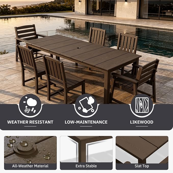 AreShark Patio Dining Chair Set of 2,All Weather HDPE Outdoor Dining Armless Chairs with Wide Seat and Backrest,Weatherproof Patio Chairs for Garden,Backyard,Deck,Coffee