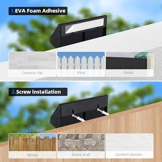 Solar Fence Lights Outdoor for Wall, Step, Deck, Porch, Address | 3000K Downlights Dusk to Dawn LED Convex Lens Warm White Lighting Waterproof Solar Powered 8 Pack