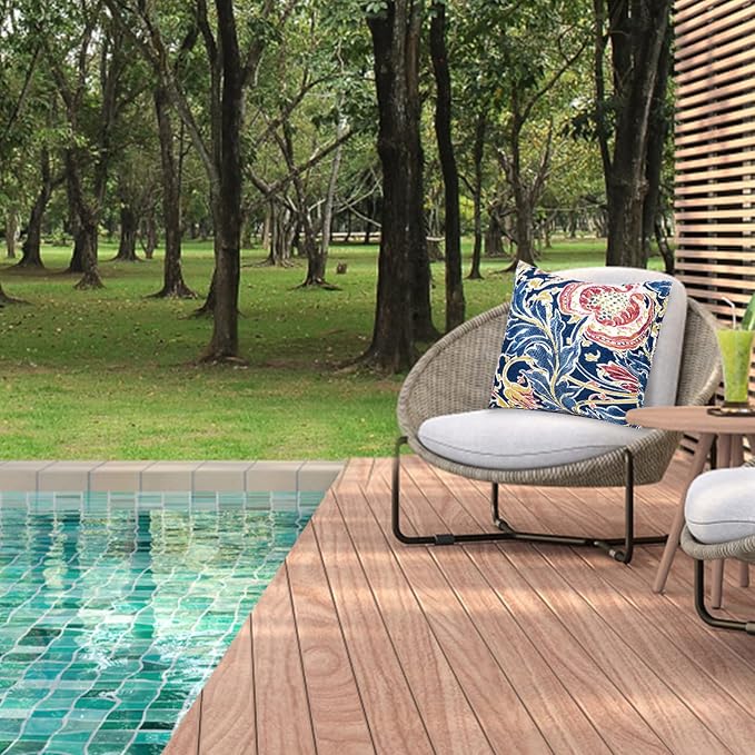 JMGBird Outdoor Lumbar Pillows Outdoor Accent Pillows for Outdoor Furniture | Water-Resistant Outdoor Pillows, 18x18 inch Pomegranate Pattern Throw Pillows with Inserts for Patio Furniture