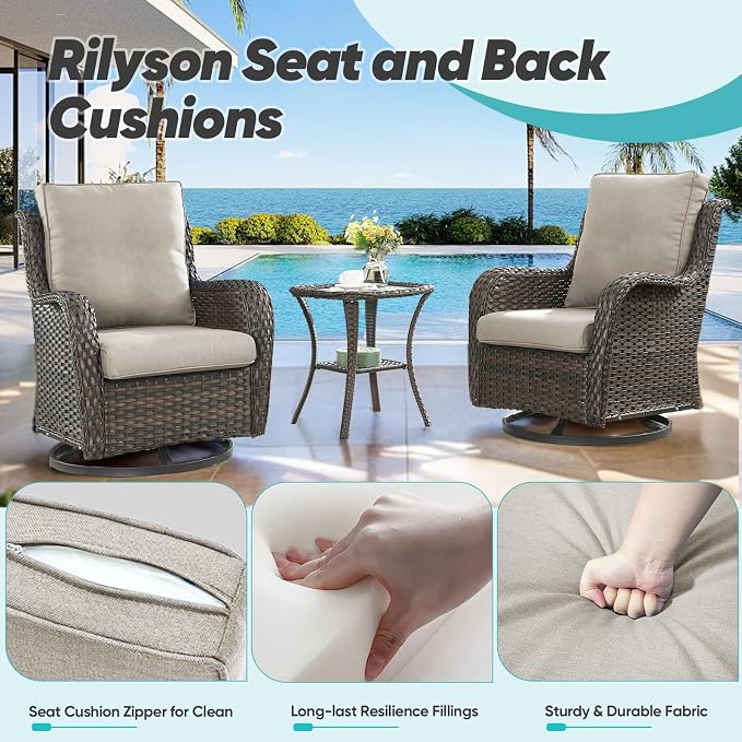 Luxury 22*24*4in Outdoor Patio Cushions, 1 Piece Beige Outdoor Cushion | Water-Resistant, Reversible, Removable Cover, Stain-Resistant, for Patio Chairs Sofa Couch Loveseat