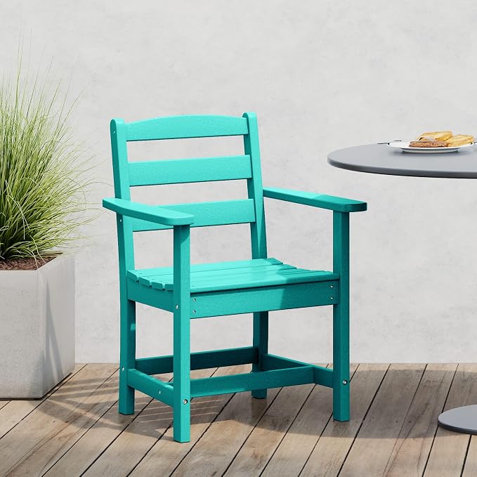 WestinTrends Ashore Outdoor HDPE Patio Classic Dining Arm Chair, Turquoise