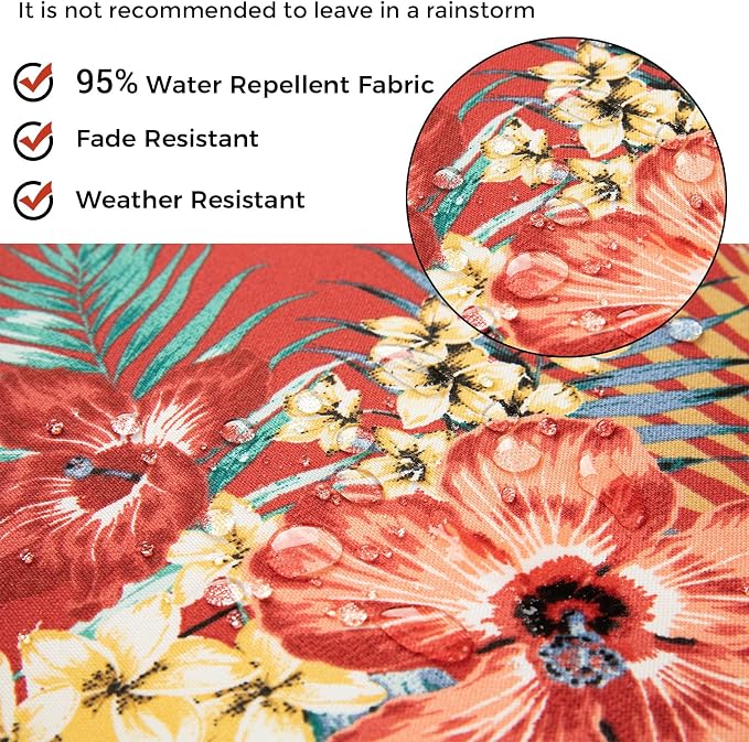 Lumbar Pillow with Insert, Set of 2, Outdoor Indoor Waterproof Decorative Patio Lumbar Pillow 12x20 Inch, Rectangular Cushion for Couch Sofa Garden Farmhouse Decoration-Chili Red Floral