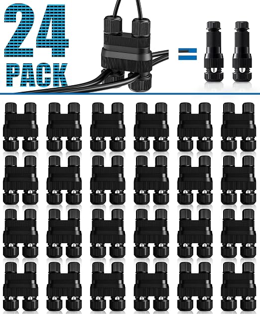 SUNVIE Fastlock2 Low Voltage Wire Connector, Waterproof, 12-18 Gauge, 24PCS | Landscape Lighting Connectors Low Voltage Connectors for Low Voltage Landscape Lights Outdoor Landscape Path Lights