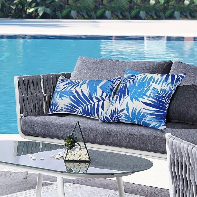 Outdoor Pillow Covers, Pillows Case 2PCS Waterproof Outdoor Pillow Cover 12x20 Inch Home Decor for Furniture Patio Couch Bed Sofa Bedroom