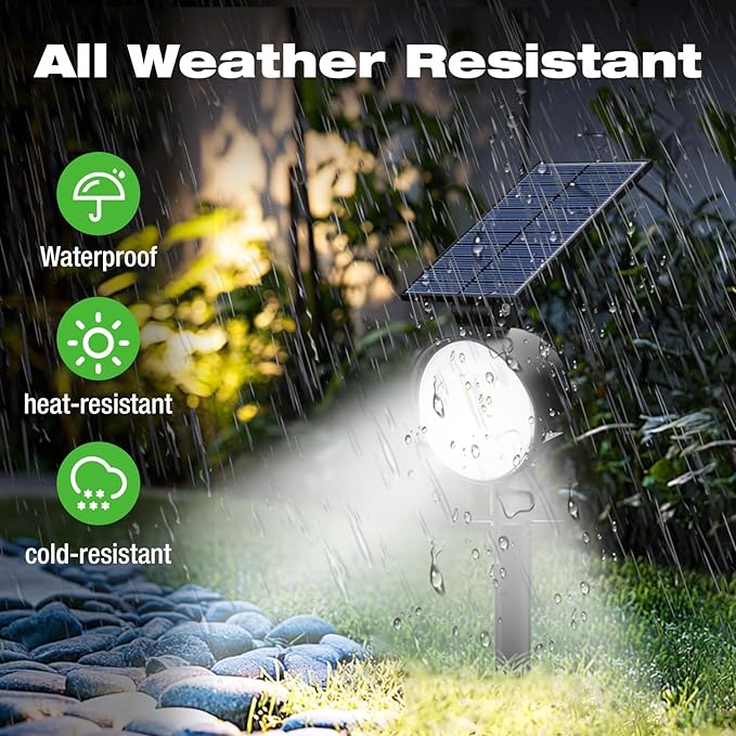 nipify Solar Spot Lights Outdoor Waterproof, Landscape Spotlights | Cool White, 6 Pack/53 LED/3 Modes, Adjustable Solar Panels, Auto On/Off, Uplights Lighting for Outside Tree Yard Flag Garden