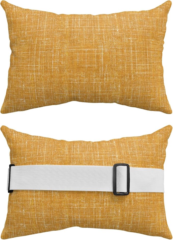 Outdoor Lumbar Pillow Set of 1, Amber Waterproof Beach Headrest Pillow with Inserts, Farmhouse Vintage Amber Solid Color Modern Recliner Throw Pillows for Patio Furniture, 11 x 16