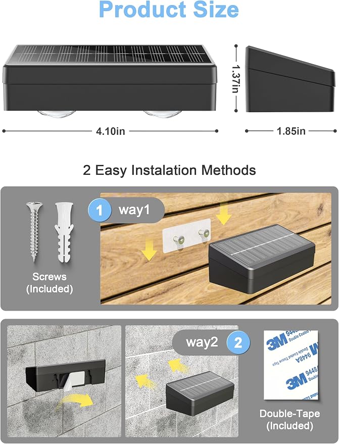 JOFIOS Fence Lights Solar Powered with Remote 12 Pack, Warm White, Cool White and RGB Color Glow LED Solar Lights Outdoor, Dusk to Dawn Solar Fence Lights for Patio, Backyard, Railing, Deck, and Wall