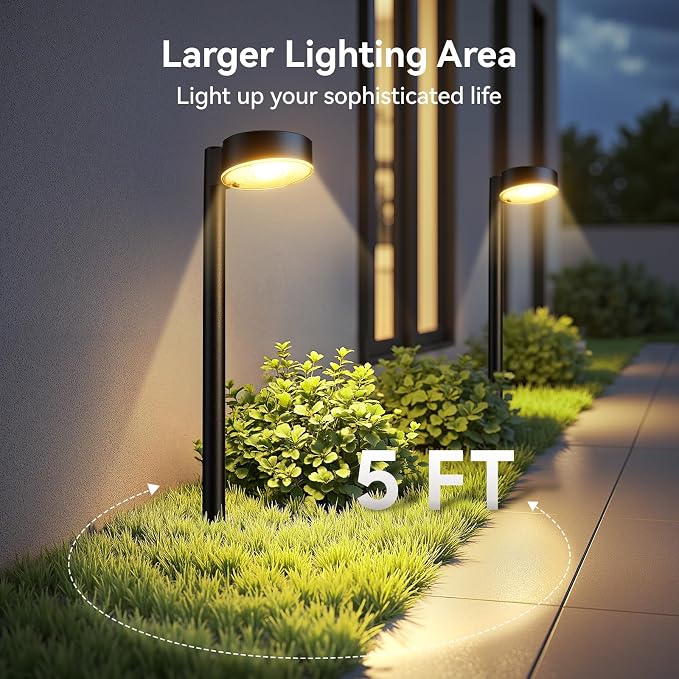Ahaorigin 12 Pack Solar Pathway Lights Outdoor, 12 Brighter LED Solar Lights Outdoor Waterproof, Up to 12 Hrs Modern Solar Powered Path Light for Yard Garden Walkway Driveway, Warm White