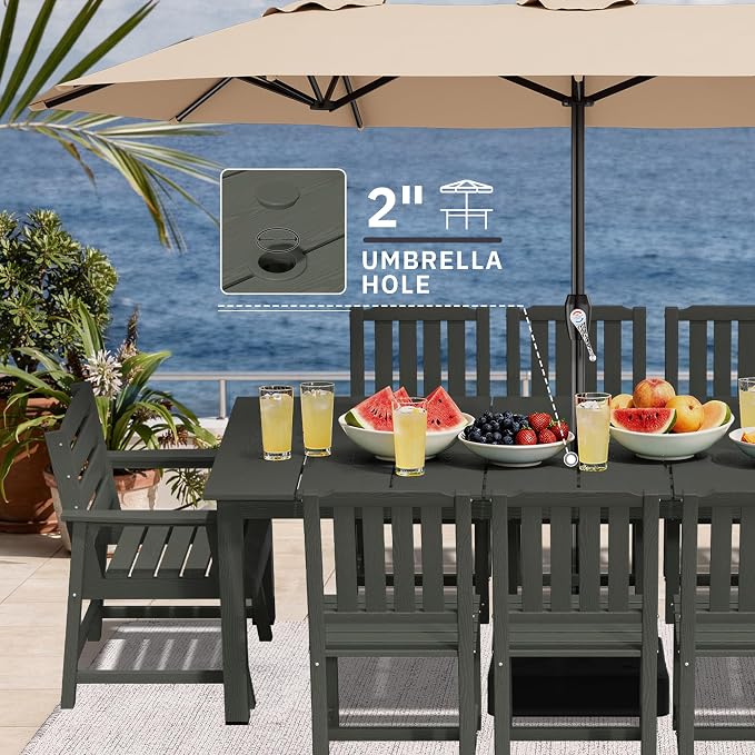 AreShark Patio Dining Chair Set of 2,All Weather HDPE Outdoor Dining Armless Chairs with Wide Seat and Backrest,Weatherproof Patio Chairs for Garden,Backyard,Deck,Gray