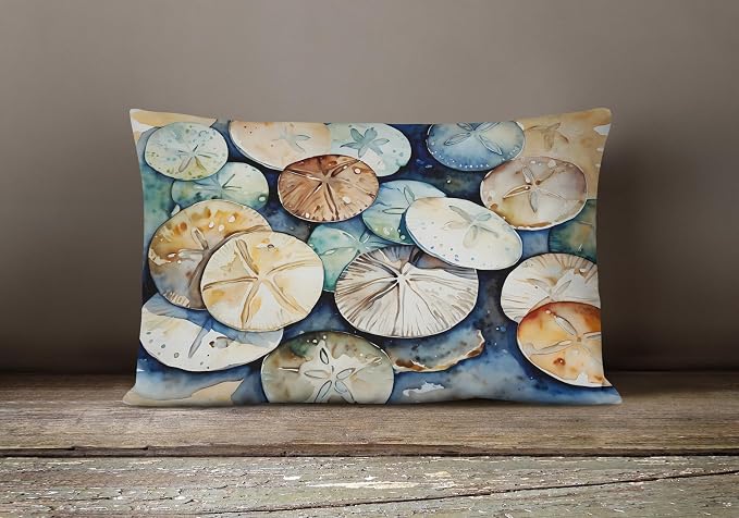 Caroline's Treasures DAC2819PW1216 Sand Dollars Throw Pillow Machine Washable, Indoor Outdoor Decorative Pillow for Couch, Bed or Patio, 12HX16W