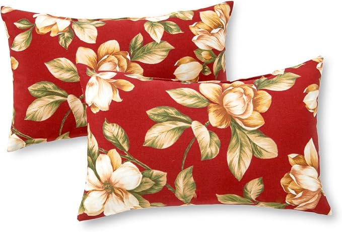 Greendale Home Fashions 2-Pack Outdoor 19x12 inch Rectangle Decorative Throw Pillow, Tuscan Floral