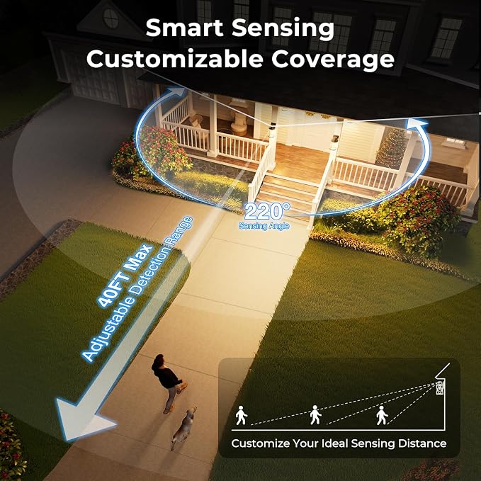 VIANIS Advanced Motion Sensor Light Outdoor, Large Bronze Exterior Lighting Fixtures, Easy-to-Install, Aluminum Waterproof Porch Lights Outdoor with Water Glass for Porch, Garden, Front Door