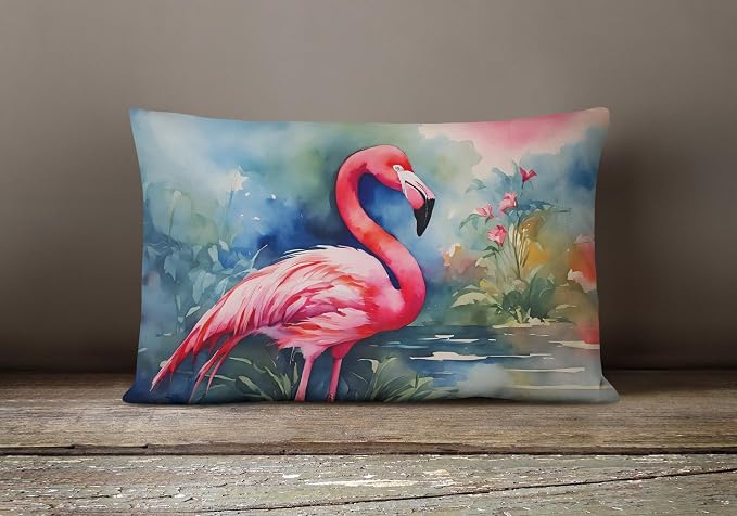 Caroline's Treasures DAC2859PW1216 Flamingo Throw Pillow Machine Washable, Indoor Outdoor Decorative Pillow for Couch, Bed or Patio, 12HX16W