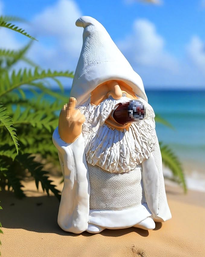 Middle Finger Figurine Decorations for Lawn Yard Balcony Porch Patio Home Ornaments Outdoor，Garden Statue Outdoor, Smoking Wizard Gnome, 5.9 Inch (Statue A)