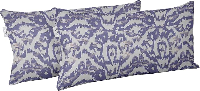 Indoor/Outdoor Polyester Fabric Lumbar Pillow Cover, All-Weather Waterproof Rectangular Cushion Case for Patio Furniture, 12 x 24 Set of 2 - Ikat-33