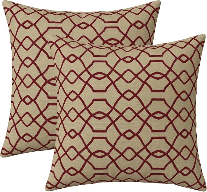 RSH DECOR: Sunbrella Square Throw Pillows Set of 2 | 24" x 24" | Water and Fade-Resistant Performance Fabric | Outdoor Pillow Covers with Down-Alternative Inserts | Made in USA (Folio Terracotta)