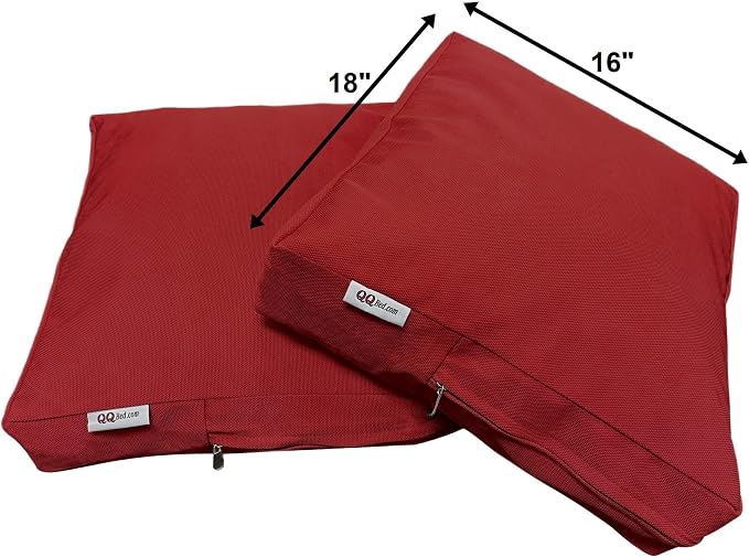 2 Pack 18X16 Inch Outdoor Back Cushion Memory Foam Pillows with Waterproof Internal Cover for Patio Furniture, Sofa, Loveseat, Deep Seat Chair - Savvy Red Color