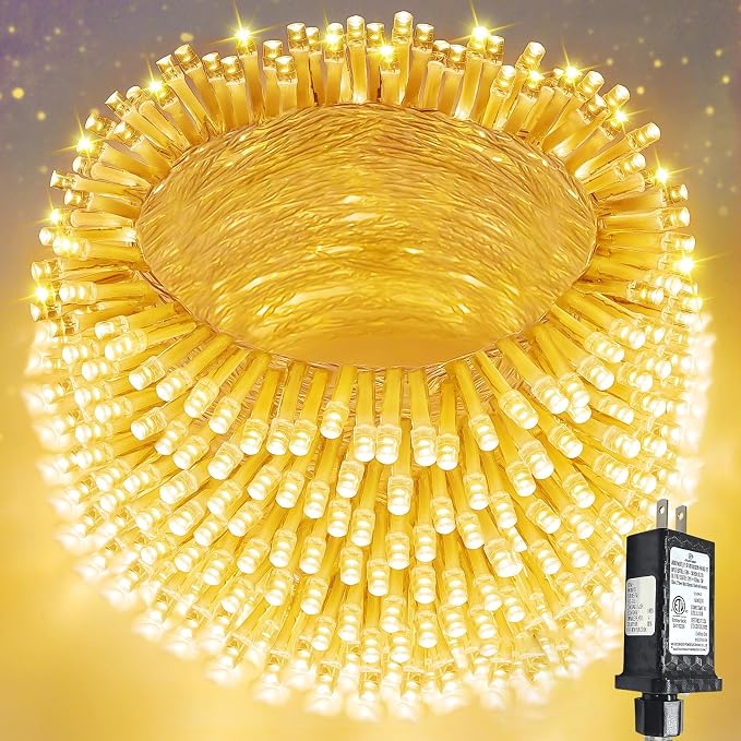 500 LED String Lights, 180FT Super-Long Christmas Lights Outdoor Indoor | Warm White, 13 Modes, Timer, Clear Wire Waterproof Twinkle Fairy Lights Plug in for Bedroom Classroom Patio Xmas Tree Decor