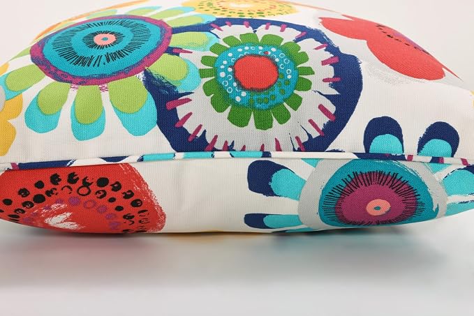 Pillow Perfect Bright Floral Indoor/Outdoor Throw Pillows, 1 Count, Floor - 25" x 25", Blue/Ivory Crosby