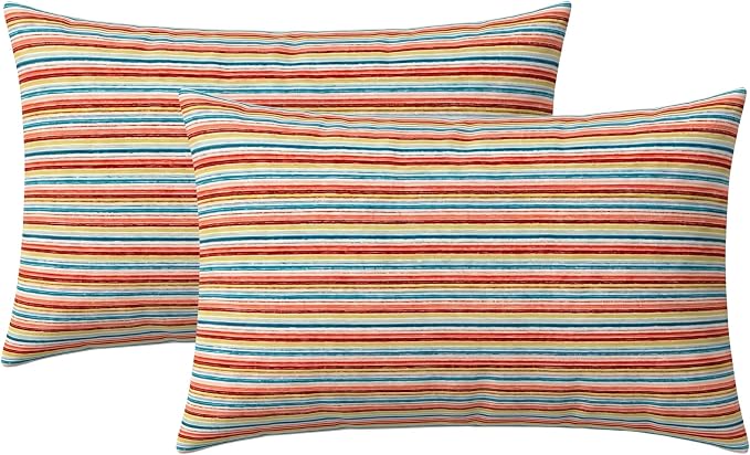 RSH DECOR: Jumbo Lumbar Pillows Set of 2 | 26" x 16" | Water and Fade-Resistant Performance Fabric | Outdoor Pillow Covers with Down-Alternative Inserts | Made in USA (Espy Fresh)