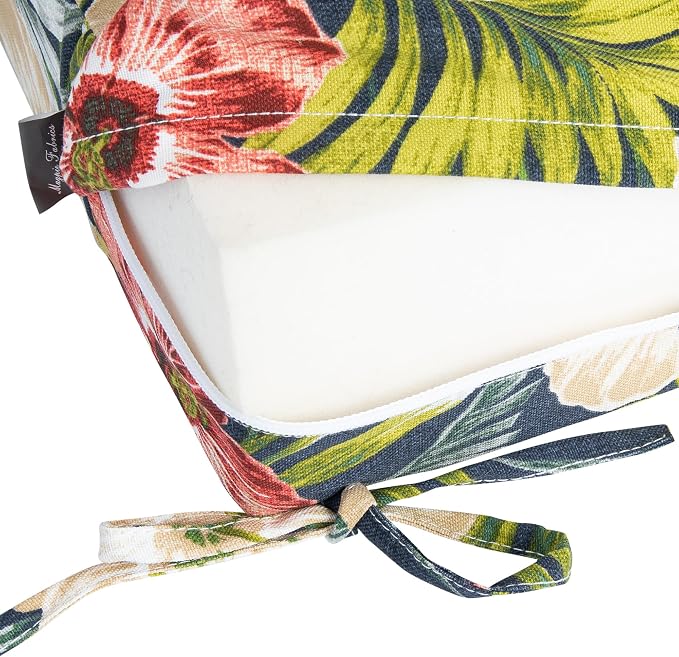 Magpie Fabrics Indoor Outdoor Cushion Cover Replacement 2 Pack, NO Insert! Water Repellent Slipcover with Ties Decor for Patio Garden Chair Sofa Bench Wicker(Midnight Floral, 24x24x4 Inch)